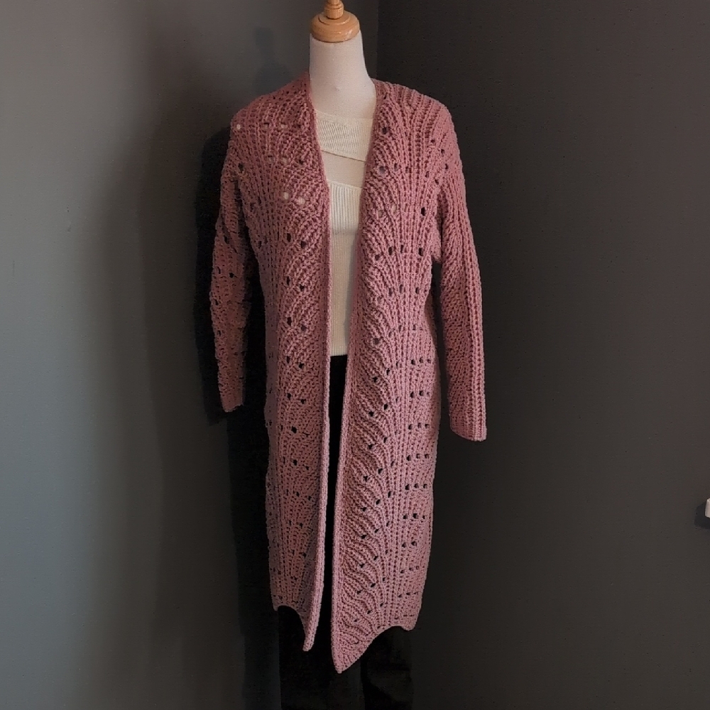 NWT Moon And Madison Pink Open-Front Knit Sweater